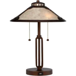 Franklin Iron Works Samuel Industrial Desk Lamp 20" High Rubbed Bronze With USB Charging Port Natural Mica Shade For Bedroom Living Room Bedside Desk -Home Decoration Series GUEST 3622d138 1f40 4ea5 b00a 1d902a2f2ae3