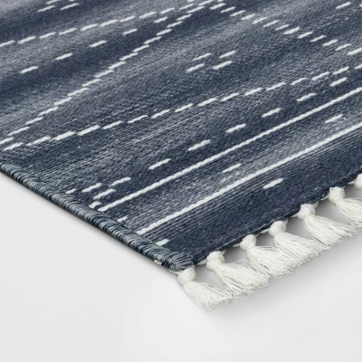 2'4"x3'9" Woven Tapestry Rug With Fringe Indigo - Threshold™ 4 2'4"x3'9" Woven Tapestry Rug With Fringe Indigo - Threshold™ - Image 2