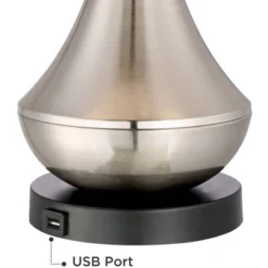 360 Lighting Simon Modern Table Lamps Set Of 2 With Square Risers 27" Tall Brushed Nickel USB Charging Port White Shade For Bedroom Living Room Desk -Home Decoration Series GUEST 367e2101 bf36 4f27 a9f7 b059ed08ad41