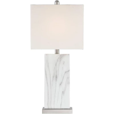 360 Lighting Connie Modern Table Lamps 25" High Set Of 2 White Faux Marble With USB Charging Ports Rectangular Shade For Living Room Office Desk House 9 360 Lighting Connie Modern Table Lamps 25" High Set Of 2 White Faux Marble With USB Charging Ports Rectangular Shade For Living Room Office Desk House - Image 7