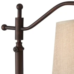 Regency Hill Traditional Desk Lamp 30 1/2" Tall With USB Charging Port Bronze Arm Adjustable Tan Drum Shade For Living Room Office -Home Decoration Series GUEST 37b18b9f 41c6 47f4 8d02 3ba61ee3e0e2