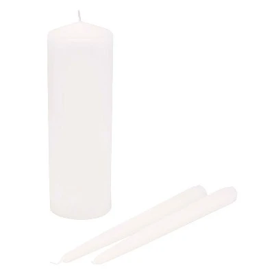 3pc Wedding Unity Candle And Taper Set White 4 3pc Wedding Unity Candle And Taper Set White - Image 2