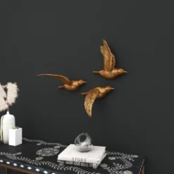 Resin Bird Metallic 3D Sculpted Wall Decor Set Of 3 Gold - Olivia & May -Home Decoration Series GUEST 3a0af88e fec9 41b7 b3de 5b4487ba1b7a