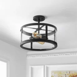 15" Iron And Glass Herndon Modern LED Flush Mount - Jonathan Y -Home Decoration Series GUEST 3a9293c9 7753 4d60 a604 a341a6c8cd2c