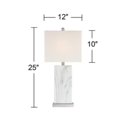 360 Lighting Connie Modern Table Lamps 25" High Set Of 2 White Faux Marble With USB Charging Ports Rectangular Shade For Living Room Office Desk House 13 360 Lighting Connie Modern Table Lamps 25" High Set Of 2 White Faux Marble With USB Charging Ports Rectangular Shade For Living Room Office Desk House -Home Decoration Series GUEST 3aab8701 e7c7 4321 8a0c 7bff12f87158