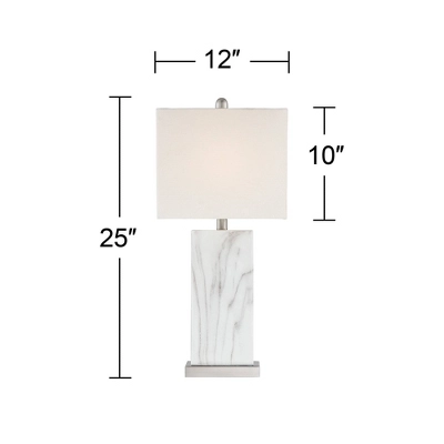 360 Lighting Connie Modern Table Lamps 25" High Set Of 2 White Faux Marble With USB Charging Ports Rectangular Shade For Living Room Office Desk House 7 360 Lighting Connie Modern Table Lamps 25" High Set Of 2 White Faux Marble With USB Charging Ports Rectangular Shade For Living Room Office Desk House - Image 5