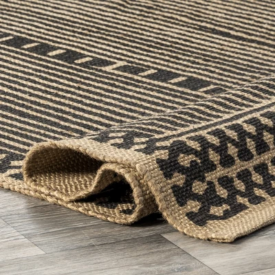NuLOOM Noel Bohemian Striped Hand Woven Jute Area Rug 5 NuLOOM Noel Bohemian Striped Hand Woven Jute Area Rug - Image 3
