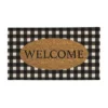 Evergreen Buffalo Check Welcome Indoor Outdoor Natural Coir Doormat 1'4"x2'4" Black