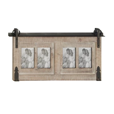 Wood 4 Slot Wall Photo Frame With Metal Accent Brown - Olivia & May 6 Wood 4 Slot Wall Photo Frame With Metal Accent Brown - Olivia & May - Image 4