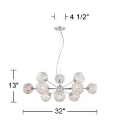 Possini Euro Design Wired Chrome Chandelier Lighting 32" Wide Modern Sputnik Art Glass 12-Light Fixture For Dining Room House Foyer Kitchen Island -Home Decoration Series GUEST 3e4511b2 ff9f 4a25 8034 0fa6dd553f11