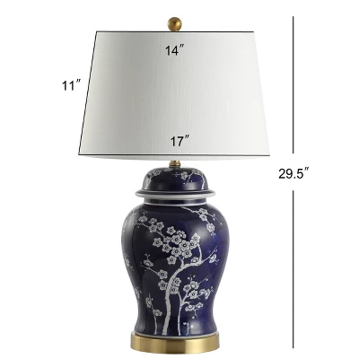29.5" Ceramic Gracie Ginger Jar Table Lamp (Includes LED Light Bulb) Blue - JONATHAN Y 5 29.5" Ceramic Gracie Ginger Jar Table Lamp (Includes LED Light Bulb) Blue - JONATHAN Y - Image 3