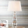 Vienna Full Spectrum Modern Table Lamp 26 1/2" High With USB Dimmer Stacked Crystal Spheres White Drum Shade For Bedroom Living Room Desk Bedside -Home Decoration Series GUEST 406e982c 850e 40d1 88c0 e0f6841ff263