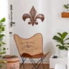 Metal Fleur De Lis Wall Decor With Perforated Details Brown - Olivia & May