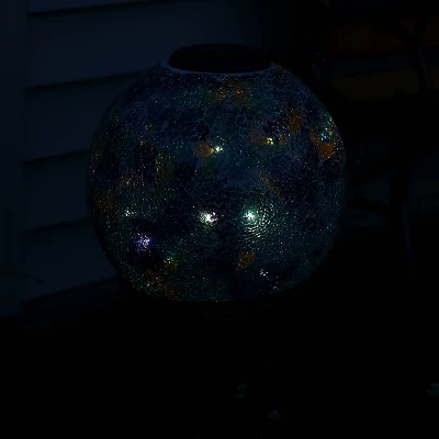 Sunnydaze Decor Sunnydaze Crackled Glass Azul Terra Design Indoor/Outdoor Garden Gazing Globe With LED Solar Light - 10" Diameter - Blue And Green 8 Sunnydaze Decor Sunnydaze Crackled Glass Azul Terra Design Indoor/Outdoor Garden Gazing Globe With LED Solar Light - 10" Diameter - Blue And Green - Image 6