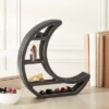 Farmlyn Creek Small Wooden Crescent Moon Wall Shelf For Crystals & Essential Oils, Rustic Home Wall Decor For Nursery, Black, 10.7 X 11.2 X 2 In