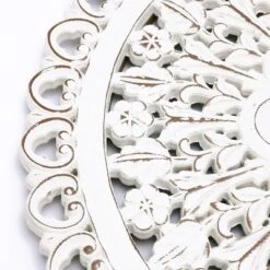 LuxenHome White Wood Flower 23.86" Round Wall Decor Home Decor Interior Design -Home Decoration Series GUEST 424c8358 c225 47ff ba1a 3922ba8abd03