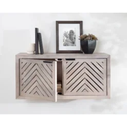 30" X 10" X 14" Mezzeta Decorative Coastal 2 Door Wall Cabinet Whitewash - Kate & Laurel All Things Decor -Home Decoration Series GUEST 467abd56 b99e 44a4 a2c7 22ef0c44c668