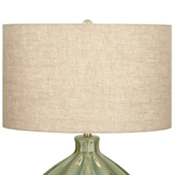 360 Lighting Gordy Modern Accent Table Lamp Handcrafted 20 1/2" High Ribbed Green Ceramic Oatmeal Fabric Drum Shade For Bedroom Living Room Bedside 11 360 Lighting Gordy Modern Accent Table Lamp Handcrafted 20 1/2" High Ribbed Green Ceramic Oatmeal Fabric Drum Shade For Bedroom Living Room Bedside -Home Decoration Series GUEST 4834d73a ef63 4f38 bd76 bd4a0f3762fc