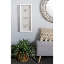 12" X 27.5" Large Rectangular Elephant Animal Wall Art Shadow Box Metallic Silver - Olivia & May