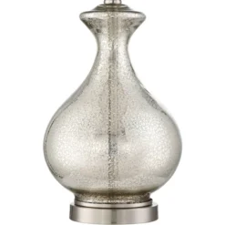 360 Lighting Albert Modern Table Lamp 24 3/4" High Mercury Glass Gourd Oatmeal Drum Shade For Bedroom Living Room Bedside Nightstand Office Kids House -Home Decoration Series GUEST 4bd7e1b8 6f32 476a b62b bc61b99c0be3