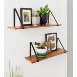 27" X 8.3" 2pc Solomon Wooden Shelf Set Brown/Black - Kate & Laurel All Things Home -Home Decoration Series GUEST 4befc13e 9c5e 4622 a454 9a908ebb1dfa