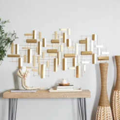 Metal Geometric 3D Striped Wall Decor - CosmoLiving By Cosmopolitan -Home Decoration Series GUEST 4efcaaa4 c799 4aae aa01 a3752ff2b210