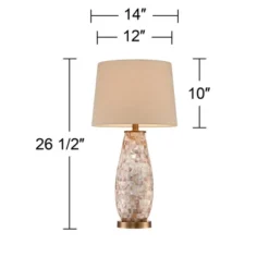 Regency Hill Cottage Table Lamps 26.5" High Set Of 2 Mother Of Pearl Tile Vase Beige Drum Shade For Living Room Family Bedroom Bedside Office -Home Decoration Series GUEST 4f84a3bf 295b 4713 8e62 4f6a91c056d3