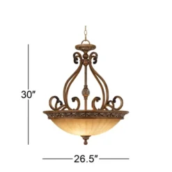 Kathy Ireland Sterling Estate Golden Bronze Pendant Chandelier 26 1/2" Wide Rustic Champagne Bowl Shade 3-Light Fixture For Dining Room Kitchen Island -Home Decoration Series GUEST 4fa68b34 8e65 47f5 9fcf bfafcfbdf1ac
