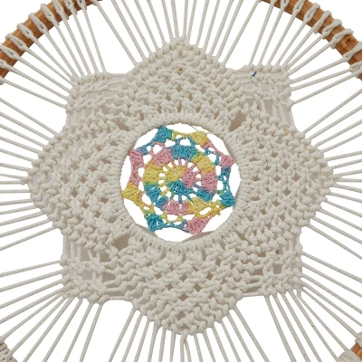 Cotton Macrame Handmade Intricately Woven Dreamcatcher Wall Decor With Beaded Fringe Tassels White - Olivia & May 7 Cotton Macrame Handmade Intricately Woven Dreamcatcher Wall Decor With Beaded Fringe Tassels White - Olivia & May - Image 5