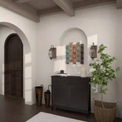 Metal Abstract 5 Wavy Panels Wall Decor With Embossed Details - Olivia & May -Home Decoration Series GUEST 50be061a e365 4bae bd0c fba3389c3c9b