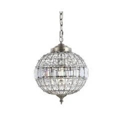 Home Decoration Series 40 12" Crystal/Metal Georgina Chandelier Pendant (Includes Energy Efficient Light Bulb) Antique Brass - JONATHAN Y