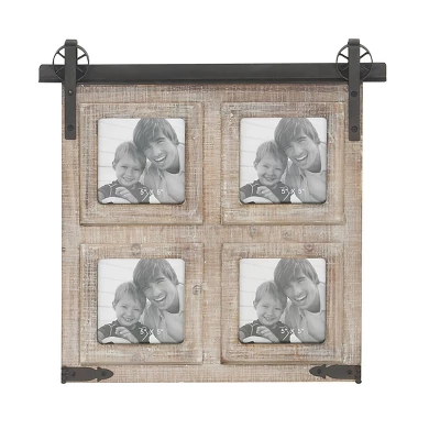 Wood 4 Slot Wall Photo Frame With Metal Accent Brown - Olivia & May 7 Wood 4 Slot Wall Photo Frame With Metal Accent Brown - Olivia & May - Image 5