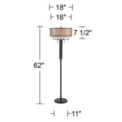 Franklin Iron Works Alamo Industrial Rustic Floor Lamp 62" Tall Bronze Metal Sheer Organza Outer Linen Fabric Inner Double Drum Shade For Living Room 14 Franklin Iron Works Alamo Industrial Rustic Floor Lamp 62" Tall Bronze Metal Sheer Organza Outer Linen Fabric Inner Double Drum Shade For Living Room -Home Decoration Series GUEST 5265f35b 3d09 4304 b50d 0dab942ffd48