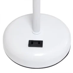 19.5" Bedside Power Outlet Base Metal Table Desk Lamp In White With Aqua Blue Fabric Shade - Creekwood Home -Home Decoration Series GUEST 55e76455 5f76 4114 b613 3d65b122caa6 1