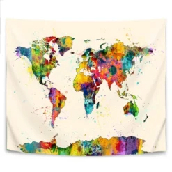Americanflat Map Of The World Map Watercolor New 2 By Michael Tompsett Wall Tapestry -Home Decoration Series GUEST 5732797b 122f 4db5 9cb0 9bfb8087123b