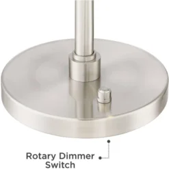 Possini Euro Design Eliptik Modern Desk Table Lamp 24 1/2" High Satin Nickel LED Swing Arm Adjustable Height For Bedroom Living Room Nightstand Office -Home Decoration Series GUEST 57f95403 f17c 44cc 98ac ed3ad7d4f9f9