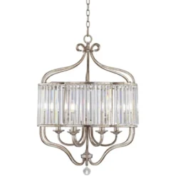 Vienna Full Spectrum Stella Antique Soft Silver Chandelier 22" Wide French Crystal Glass 6-Light Fixture For Dining Room House Foyer Kitchen Island -Home Decoration Series GUEST 581f9ba0 d118 466a 91fc 946df71fe875