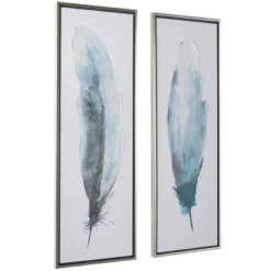 Set Of 2 Canvas Bird Feathers Framed Wall Arts With Silver Frames Blue - Olivia & May -Home Decoration Series GUEST 58a8a7f3 3b01 4a93 aa9a 73fb8c3e5f9f