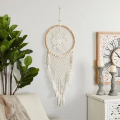 Cotton Macrame Handmade Intricately Woven Dreamcatcher Wall Decor With Beaded Fringe Tassels White - Olivia & May 15 Cotton Macrame Handmade Intricately Woven Dreamcatcher Wall Decor With Beaded Fringe Tassels White - Olivia & May -Home Decoration Series GUEST 58e73f55 928a 4e18 83c2 6fd506ce34f7