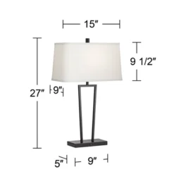 360 Lighting Cole Modern Table Lamps 27" Tall Set Of 2 Black Metal With USB Charging Ports White Rectangular Shade For Bedroom Living Room Bedside -Home Decoration Series GUEST 5ad108d5 96c0 471a 8f11 df4a1a1a43c2