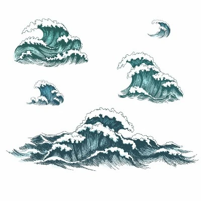 Great Wave Peel And Stick Giant Wall Decal - RoomMates 3 Great Wave Peel And Stick Giant Wall Decal - RoomMates