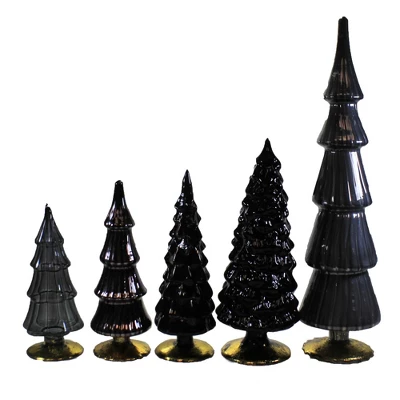 Christmas 17.0" Black Gray Glass Hued Trees S/5 Decorate Halloween Mercury Cody Foster - Decorative Sculptures 3 Christmas 17.0" Black Gray Glass Hued Trees S/5 Decorate Halloween Mercury Cody Foster - Decorative Sculptures