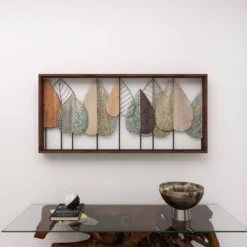 Metal Leaf Varying Texture Wall Decor With Wood Frame Brown - Olivia & May -Home Decoration Series GUEST 5c55983f 519d 437d a3f6 f4c76db0a15b