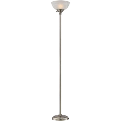 360 Lighting Maddox Modern Torchiere Floor Lamp 71" Tall Satin Nickel Silver Metal Alabaster Glass Shade For Living Room Bedroom Office House Home 7 360 Lighting Maddox Modern Torchiere Floor Lamp 71" Tall Satin Nickel Silver Metal Alabaster Glass Shade For Living Room Bedroom Office House Home - Image 5