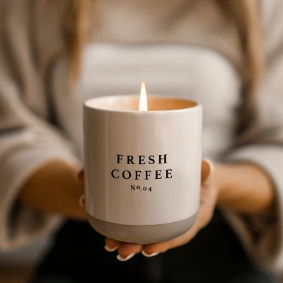 Sweet Water Decor Fresh Coffee 12oz Cream Stoneware Candle 3 Sweet Water Decor Fresh Coffee 12oz Cream Stoneware Candle