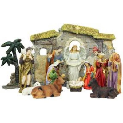 Northlight 13-Piece Gray Traditional Religious Christmas Nativity Figurine With Stable 23.25" 4 Northlight 13-Piece Gray Traditional Religious Christmas Nativity Figurine With Stable 23.25" - Image 2