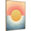 32" X 42" Retro Vibes Abstract Sun By Danhui Nai Framed Canvas Wall Art Print - Amanti Art