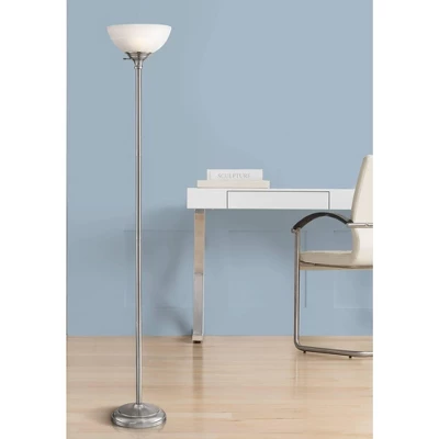 360 Lighting Maddox Modern Torchiere Floor Lamp 71" Tall Satin Nickel Silver Metal Alabaster Glass Shade For Living Room Bedroom Office House Home 3 360 Lighting Maddox Modern Torchiere Floor Lamp 71" Tall Satin Nickel Silver Metal Alabaster Glass Shade For Living Room Bedroom Office House Home