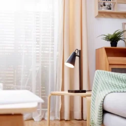 18" Nash Table Lamp With Faux Wood Arm Matte Black - Globe Electric -Home Decoration Series GUEST 6116796d ddac 4845 95c1 36c4eec3248c