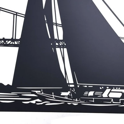 Shadows Of Sailboat In San Francisco Bay Metal Wall Decor Black - StyleCraft 6 Shadows Of Sailboat In San Francisco Bay Metal Wall Decor Black - StyleCraft - Image 4